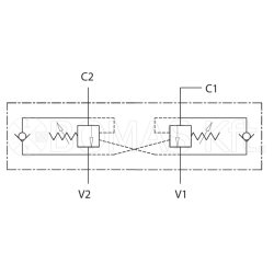 Flange-mounted double-acting overcentre valves