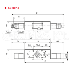 Közbetét lapos nyomáshatároló szelepek CETOP 3 és 5