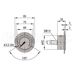 ⌀ 63 rear connection with front flange