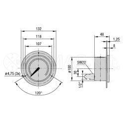 ⌀ 100 rear connection with front flange