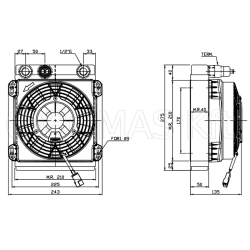 IRA RO40/1 olajhűtő 12V DC ventilátorral